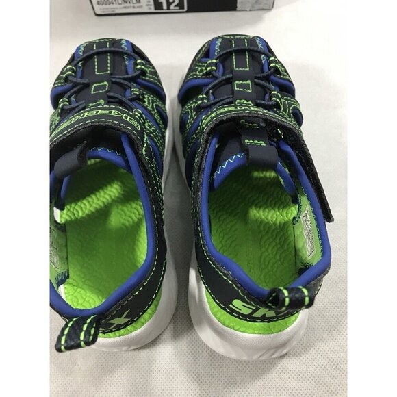 Sketchers C-Flex Sandal 2.0 Heat Blast Navy Lime Boys Size 12 EUC - Picture 5 of 7